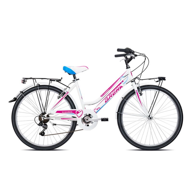 Girl's Bike 9-11 Years Grace 24'' 7v White/Pink