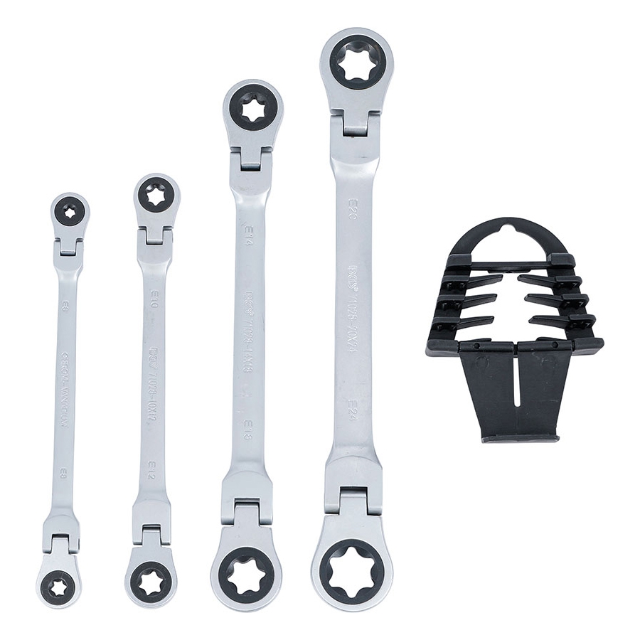 4-piece e-type double ended ratchet wrench set - code BGS71028