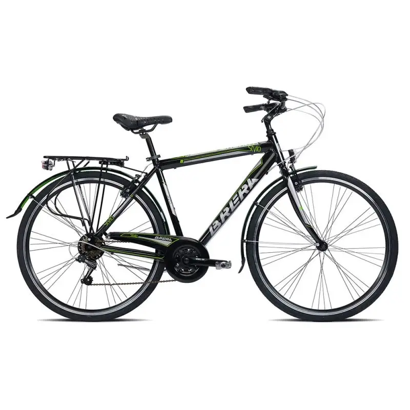 Bici City Stylo 28 Zoll 3x7 Gang Herren Schwarz/Grün Größe S - image