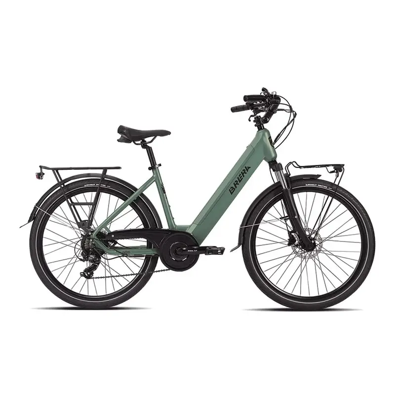 E-Urban City Onroad Damen Fahrrad 28 Zoll 7-Gang 504Wh Brushless Grün Größe S - image