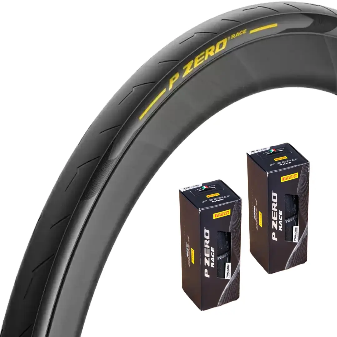 Couple Tires Pzero Race Made in Italy Yellow Folding Folding 700x28 - image