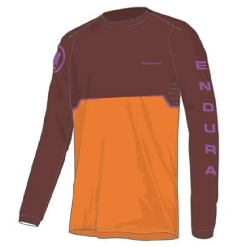 Singletrack Core Printed End Orange Long Sleeve MTB Jersey Size S - image