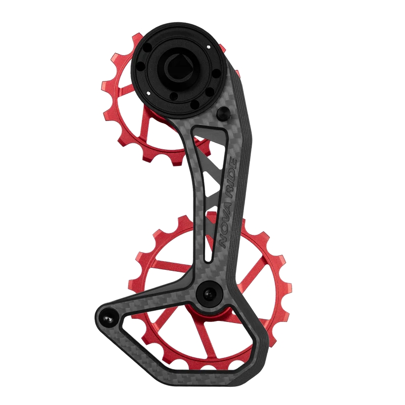 Kit de Poleas + Jaula de Carbono CCD Evo Para Sram Red/Rival/Force 12v Rojo