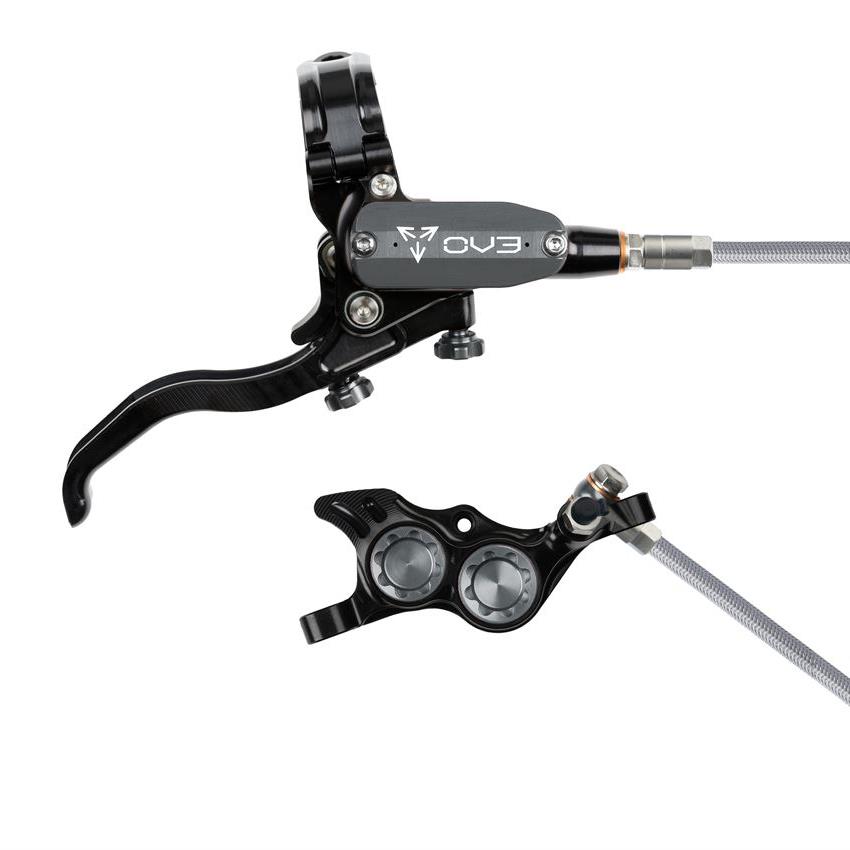 MTB Rear Hydraulic Disc Brake EVO TR4 4 Piston Braided Hose Black/Grey