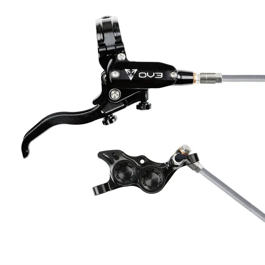 Rear Hydraulic Disc Brake Pair MTB EVO TR4 4 Piston Braided Hose Black #1
