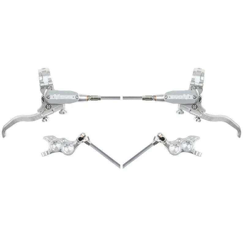 Rear Hydraulic Disc Brake Pair MTB EVO TR4 4 Piston Braided Hose Silver - image