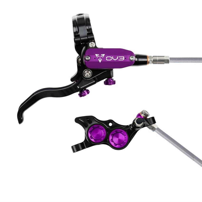 MTB Rear Hydraulic Disc Brake EVO TR4 4 Piston Braided Hose Black/Purple