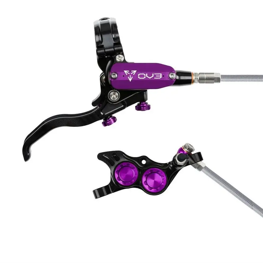 MTB Rear Hydraulic Disc Brake EVO TR4 4 Piston Braided Hose Black/Purple - image