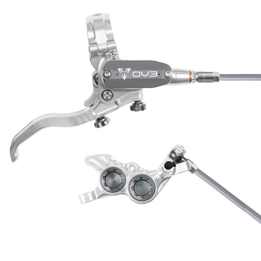 MTB Rear Hydraulic Disc Brake EVO GR4 4 Pistons Braided Hose Silver/Grey