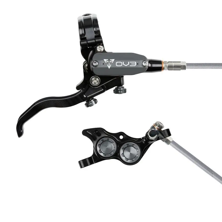 Rear Hydraulic Disc Brake Pair MTB EVO TR4 4 Piston Braided Hose Black/Grey #1