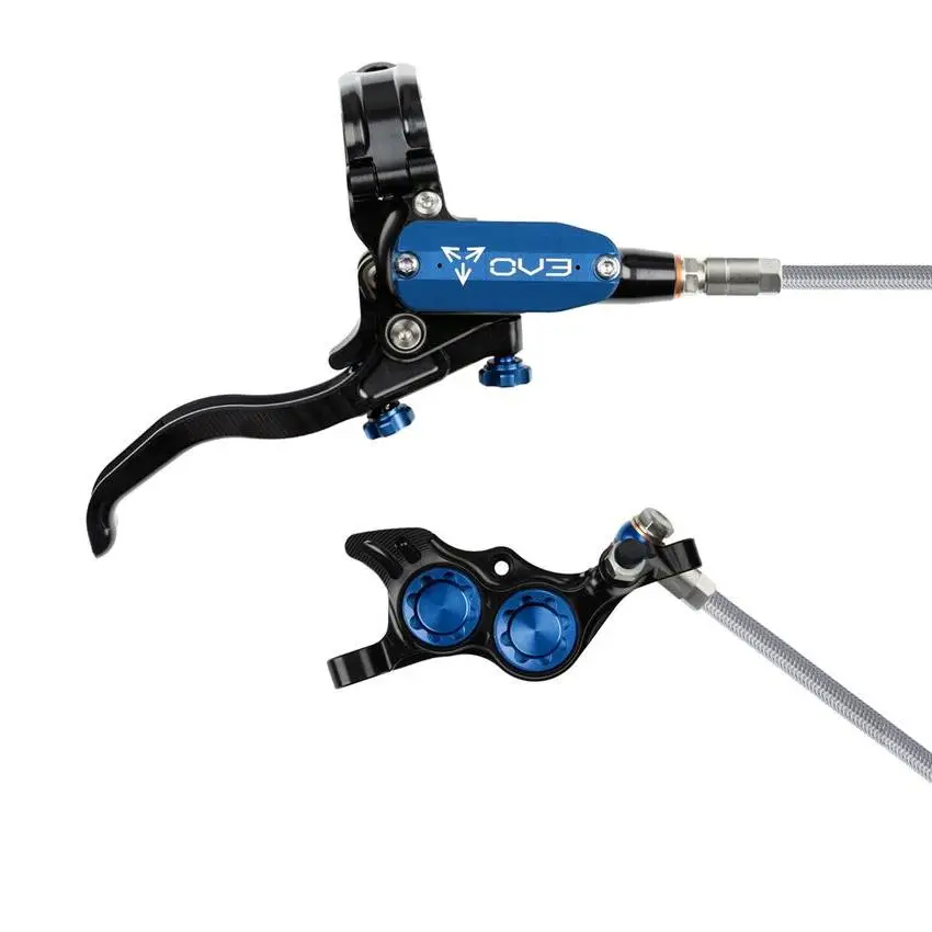Rear Hydraulic Disc Brake Pair MTB EVO TR4 4 Piston Braided Hose Black/Blue #1