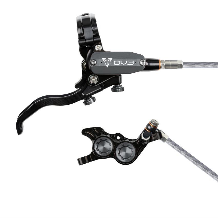 MTB Rear Hydraulic Disc Brake EVO GR4 4 Pistons Braided Hose Black/Grey