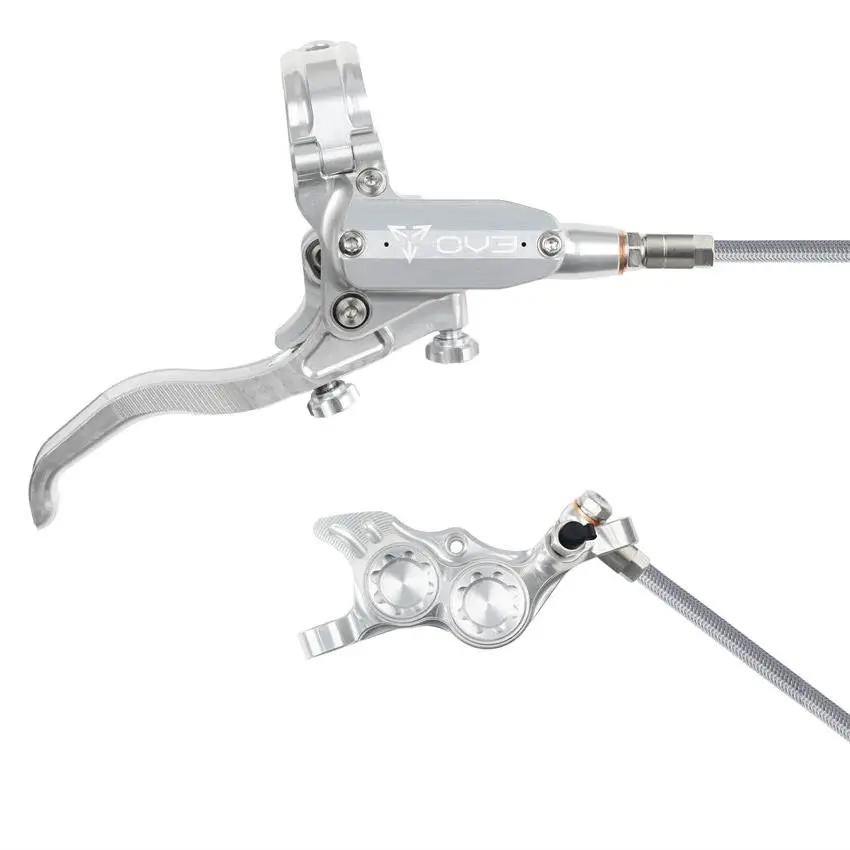Rear Hydraulic Disc Brake Pair MTB EVO TR4 4 Piston Braided Hose Silver #1