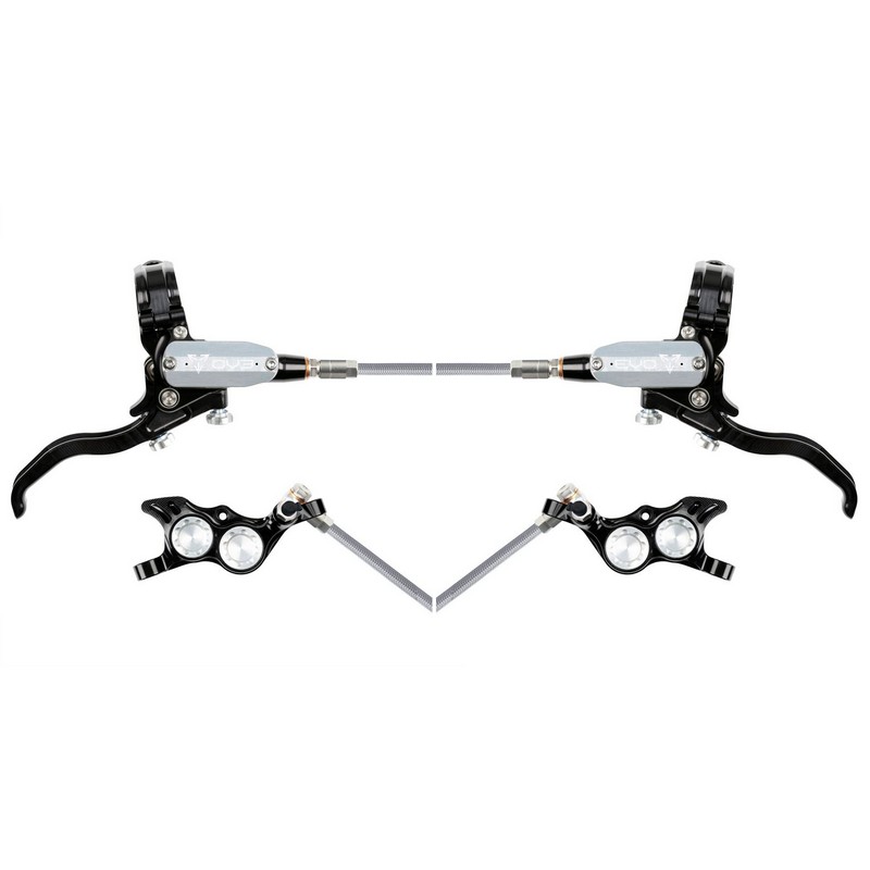 Rear Hydraulic Disc Brake Set MTB EVO TR4 4 Piston Braided Hose Black/Silver