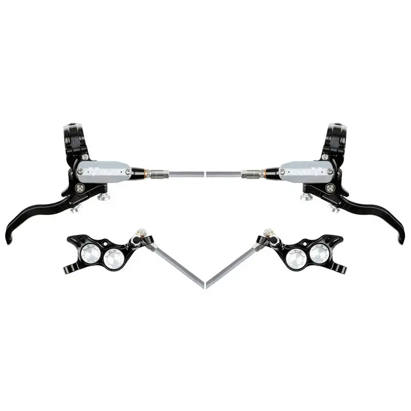 Rear Hydraulic Disc Brake Set MTB EVO TR4 4 Piston Braided Hose Black/Silver - image