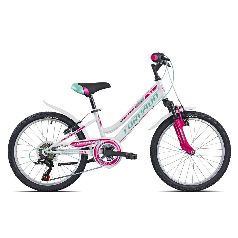 Bicicleta MTB feminina 6-8 anos T636 Maja 20'' 6s branco/rosa