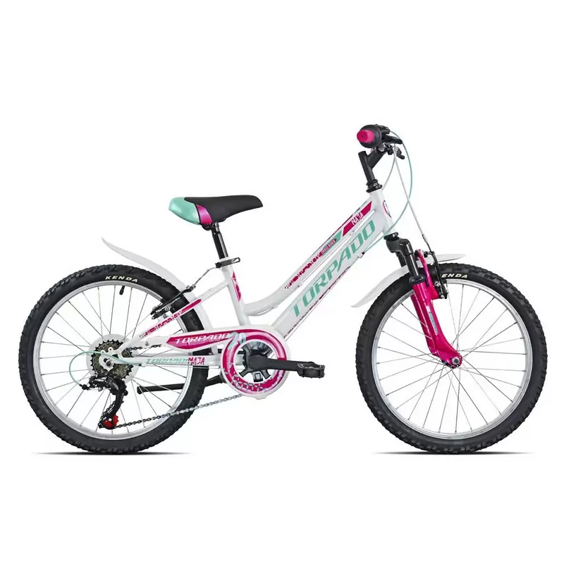 Bicicleta MTB feminina 6-8 anos T636 Maja 20'' 6s branco/rosa - image