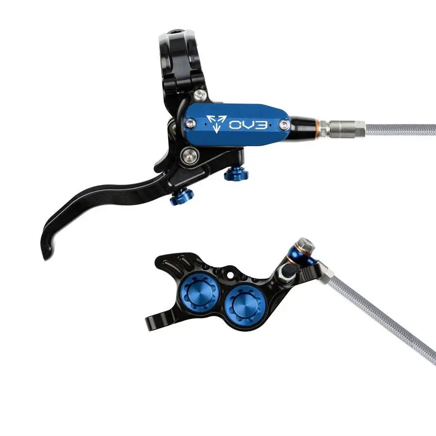 MTB Rear Hydraulic Disc Brake EVO GR4 4 Piston Braided Hose Black/Blue - image