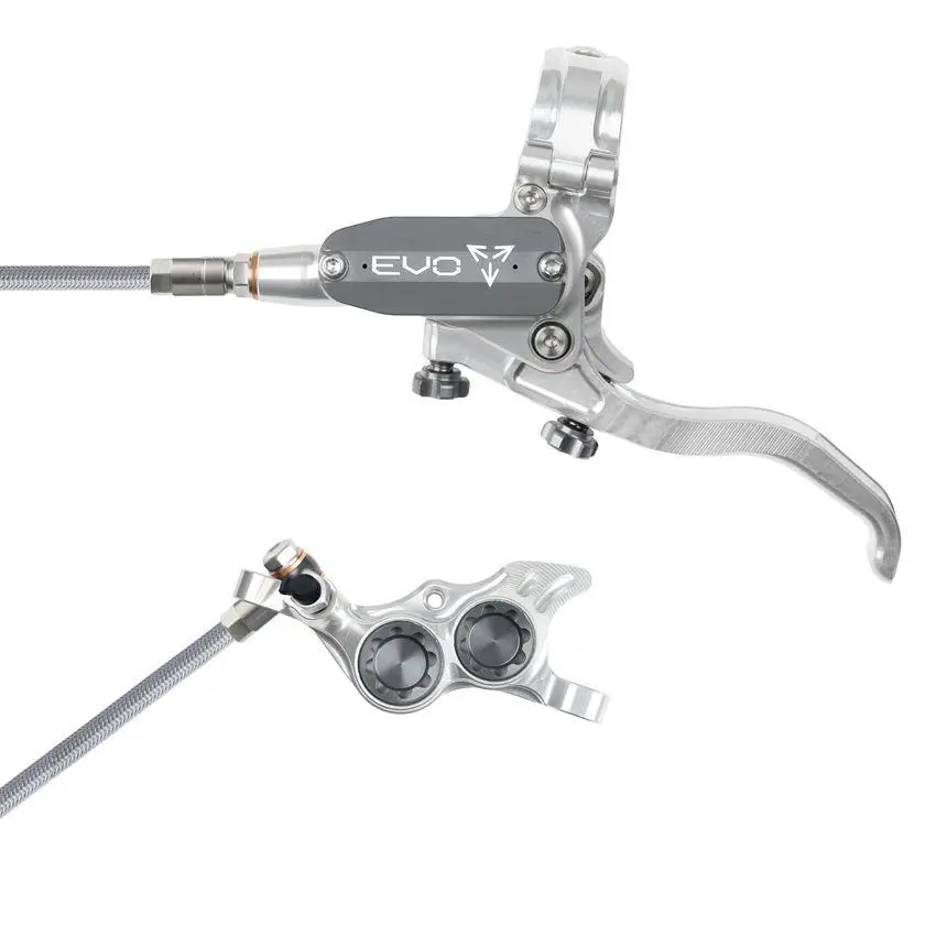 Rear Hydraulic Disc Brake Pair MTB EVO TR4 4 Piston Braided Hose Silver/Grey #2