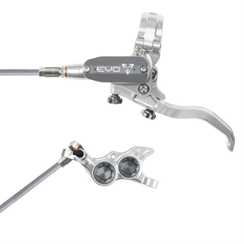 MTB Hydraulic Disc Brake Front EVO TR4 4 Piston Braided Hose Silver/Grey