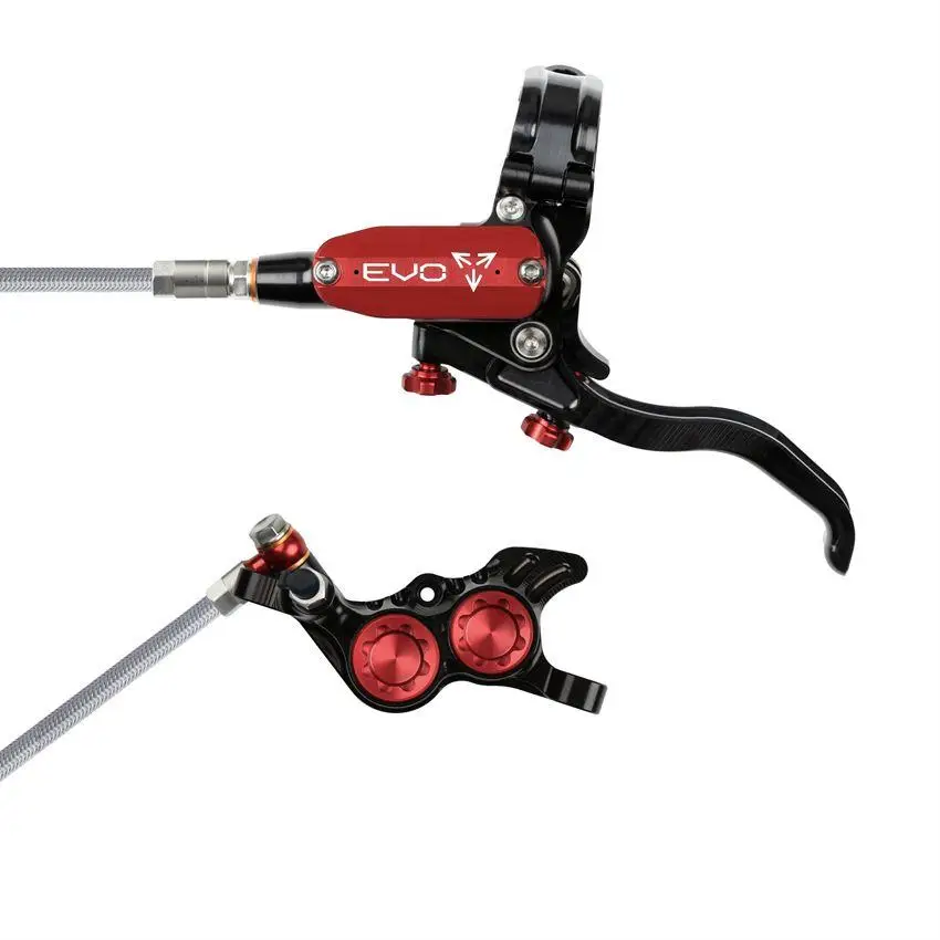 MTB Hydraulic Disc Brake Front EVO GR4 4 Piston Braided Hose Black/Red - image