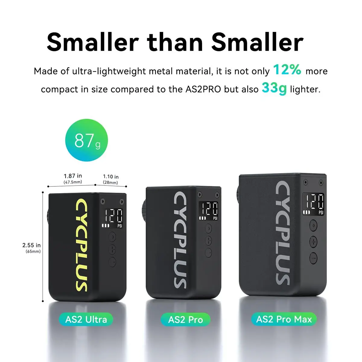 Mini Bomba Eléctrica con Pantalla LED Tiny Pump AS2 ULTRA 120 PSI Compatible con Bicicleta Eléctrica #1