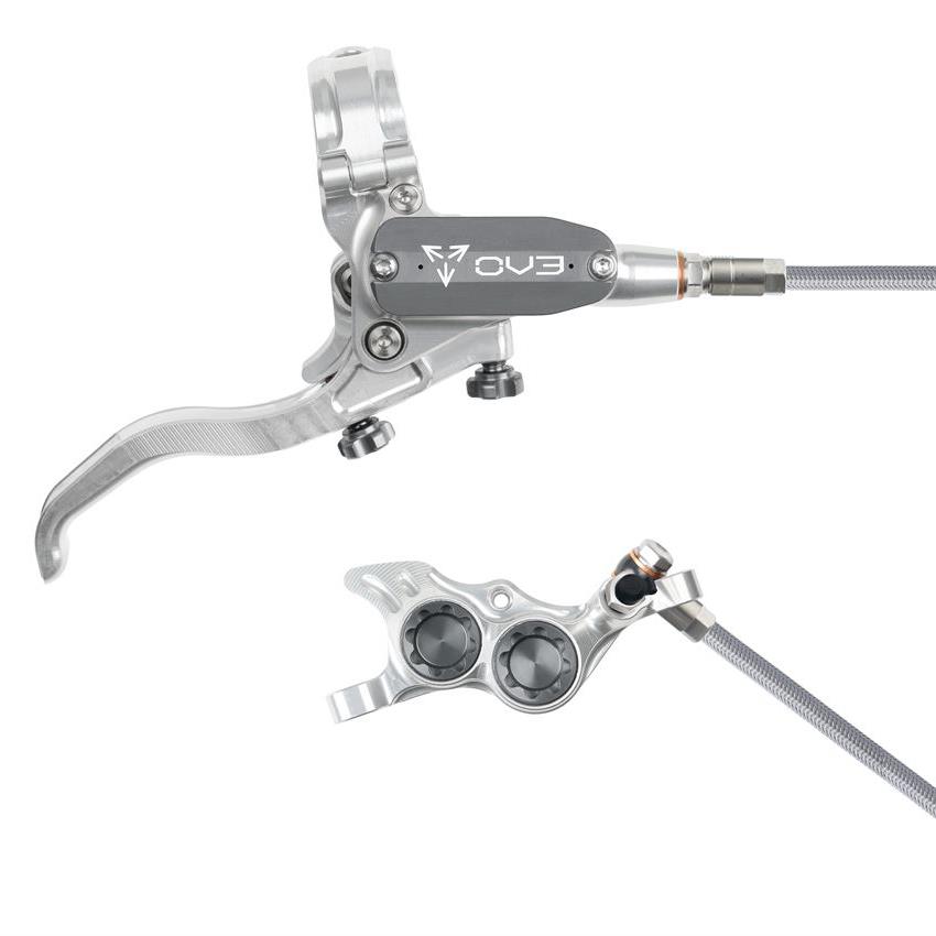 MTB Rear Hydraulic Disc Brake EVO TR4 4 Piston Braided Hose Silver/Grey