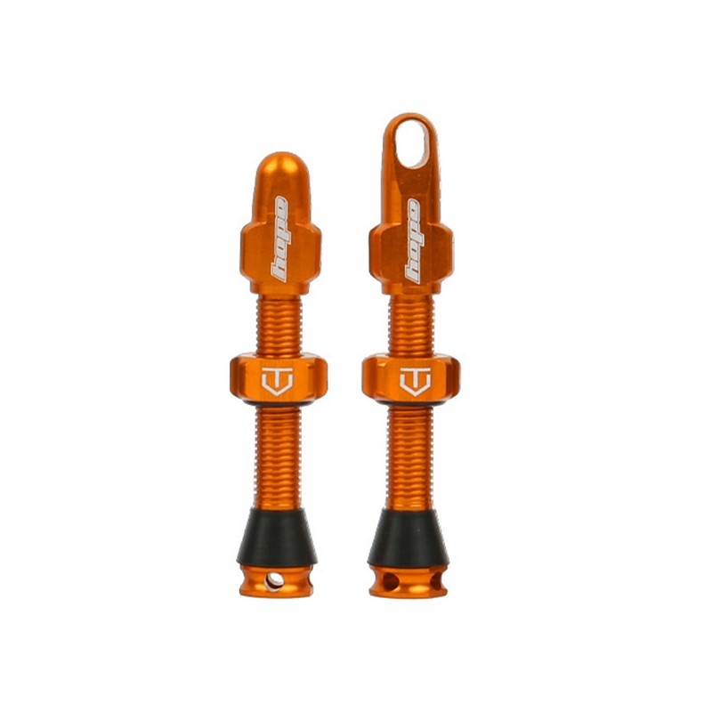 Coppia Valvole Tubeless Compatibili Con Inserti 40mm Arancio