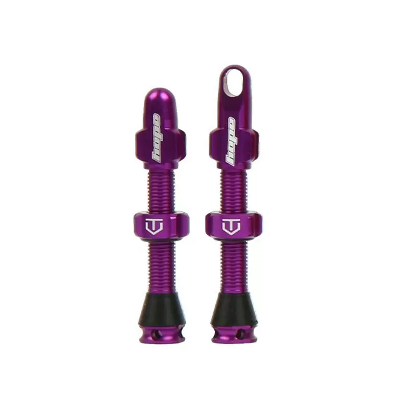 Coppia Valvole Tubeless Compatibili Con Inserti 40mm Viola - image