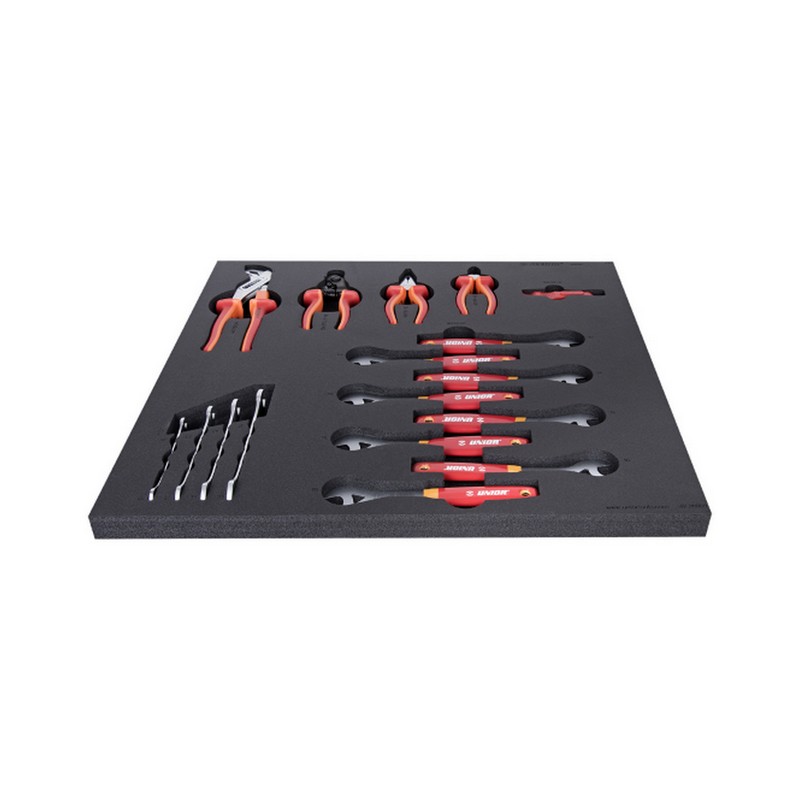 Tray with Open-ended Wrenches, Cone Wrenches and Pliers Tools
