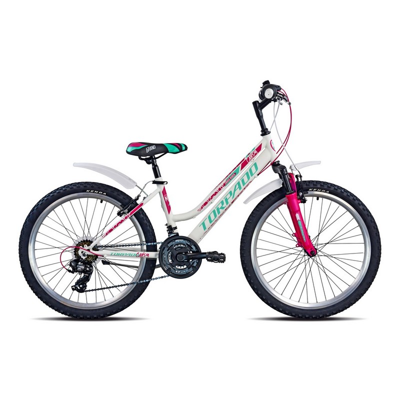 MTB-Fahrrad für Mädchen 9–11 Jahre T616 Candy 24'' 18 V Weiß/Rosa