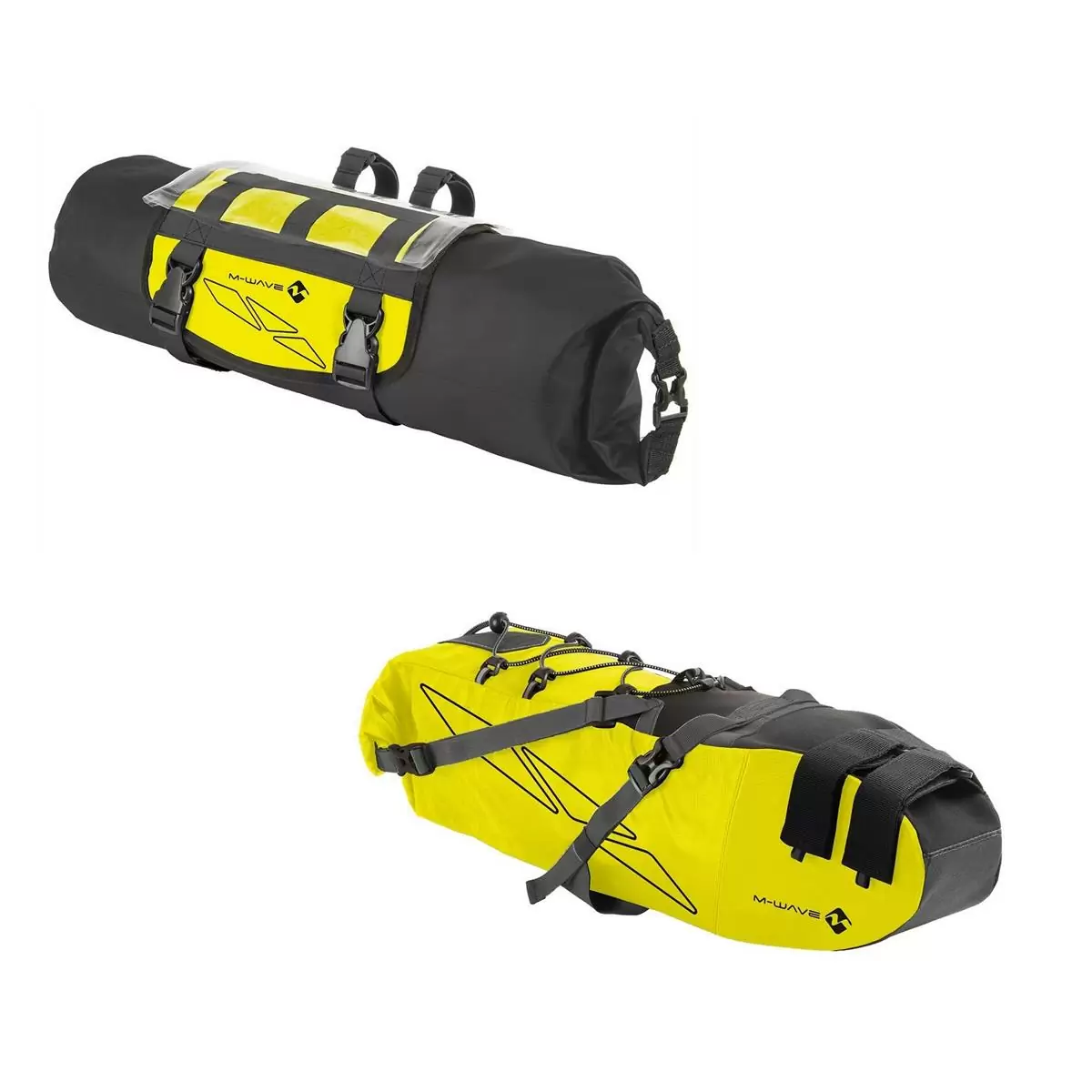 Essential Bikepacking Bag Kit Saddlebag + Front Bag Waterproof Black/Yellow 10 + 11L - image