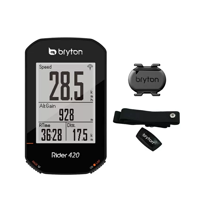 Ciclocomputer GPS Rider 420T + Fascia Cardio e Sensore di Cadenza #1