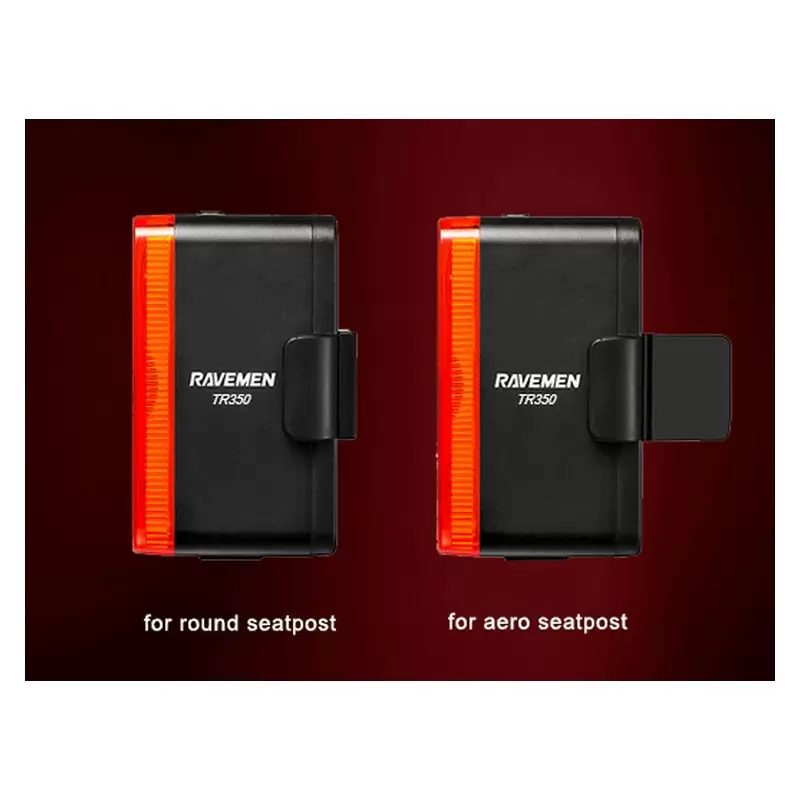 RAVEMEN TR350 Feu Arrière De Vélo, Feu De Freinage 350 Lumens Pour Vélo Arrière Visible De Jour Et De Nuit Pour L'équitation Urbaine 6 Modes USB-C Rechargeable