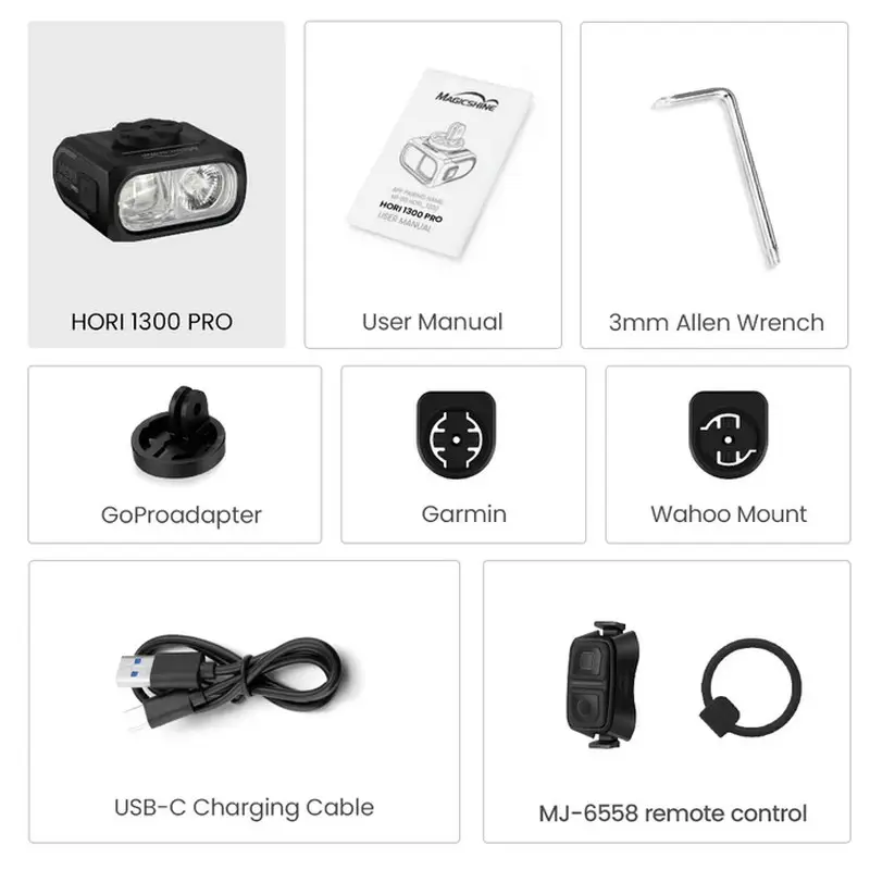 Fanalino Anteriore Led HORI 1300 Pro USB-C compatibile Garmin / Wahoo / Hammerhead Con Comando #9