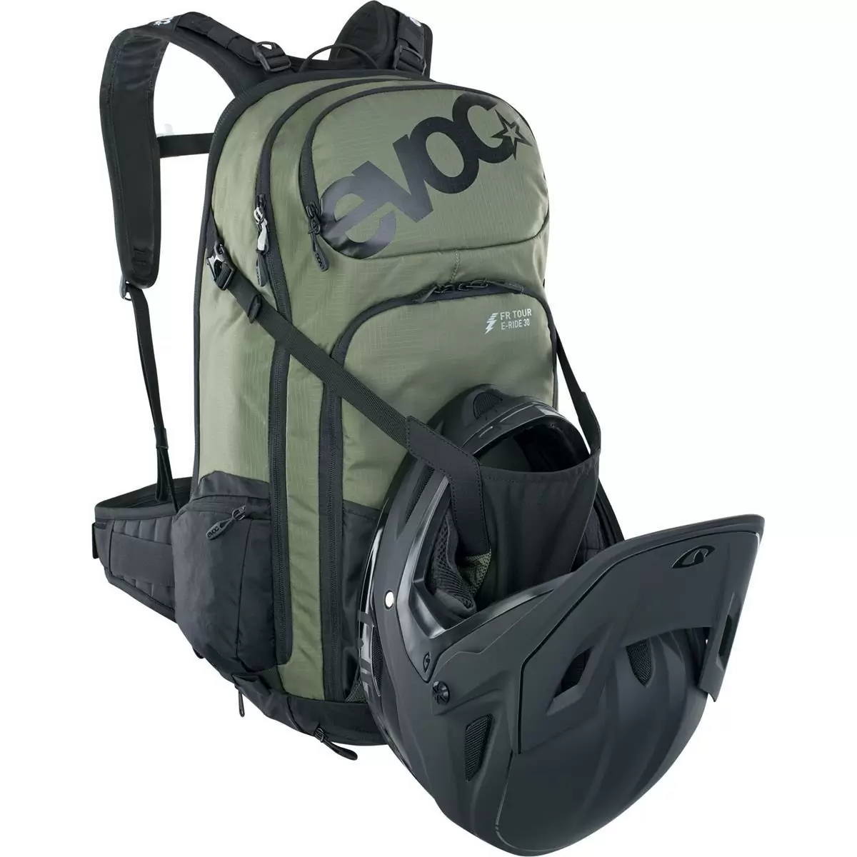 FR Tour E-Ride e-bike battery backpack with back protector size M/L 30 liters Dark Olive - Black #4