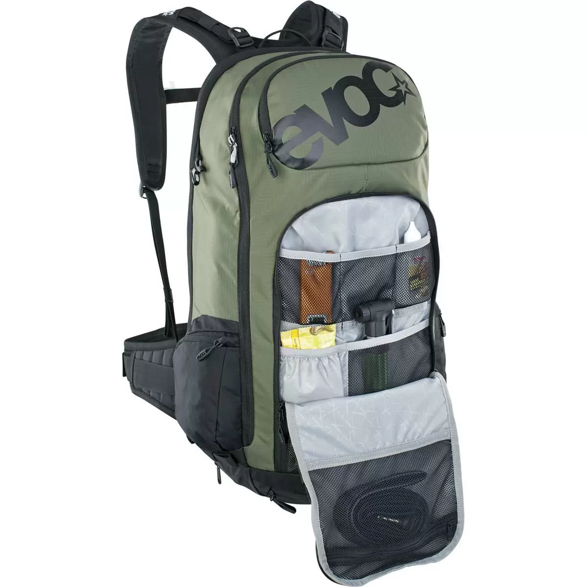 FR Tour E-Ride e-bike battery backpack with back protector size M/L 30 liters Dark Olive - Black #1
