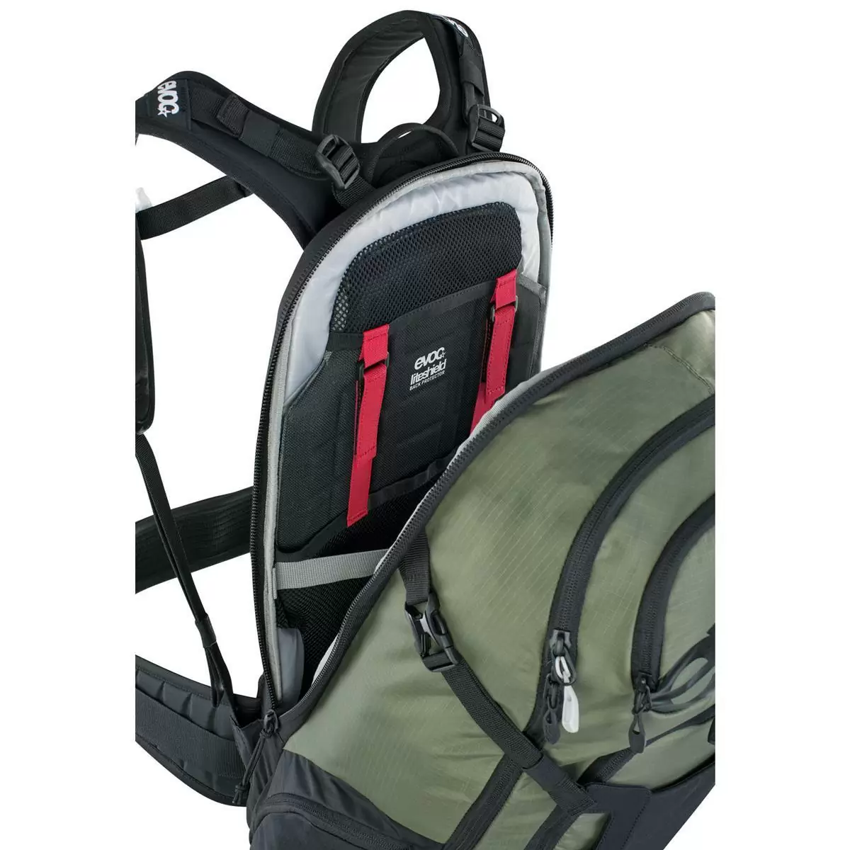 FR Tour E-Ride e-bike battery backpack with back protector size M/L 30 liters Dark Olive - Black #3