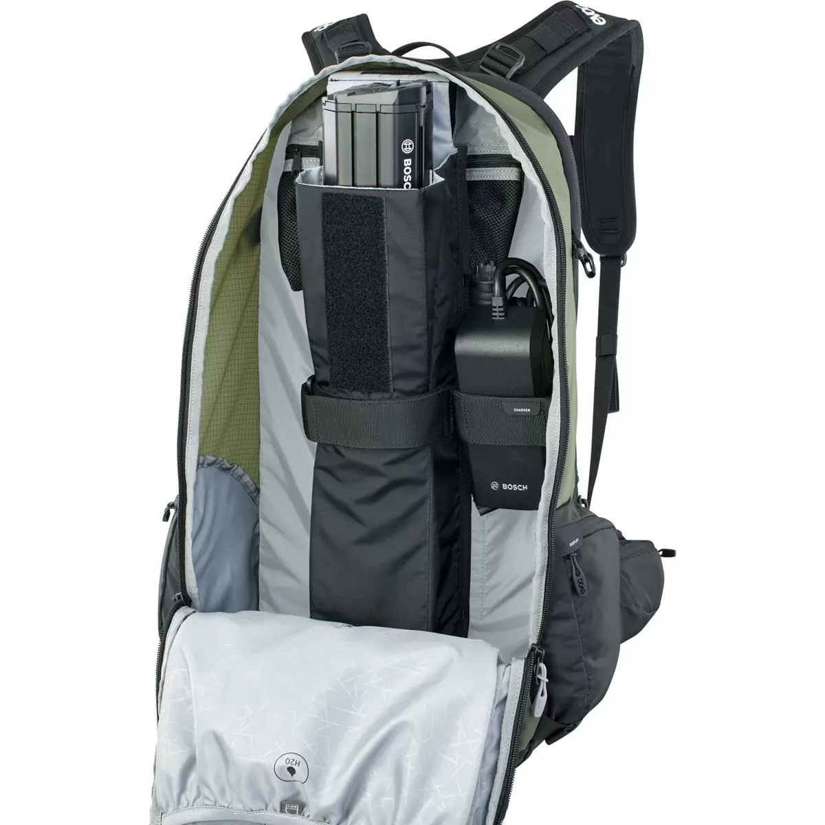 FR Tour E-Ride e-bike battery backpack with back protector size M/L 30 liters Dark Olive - Black #5