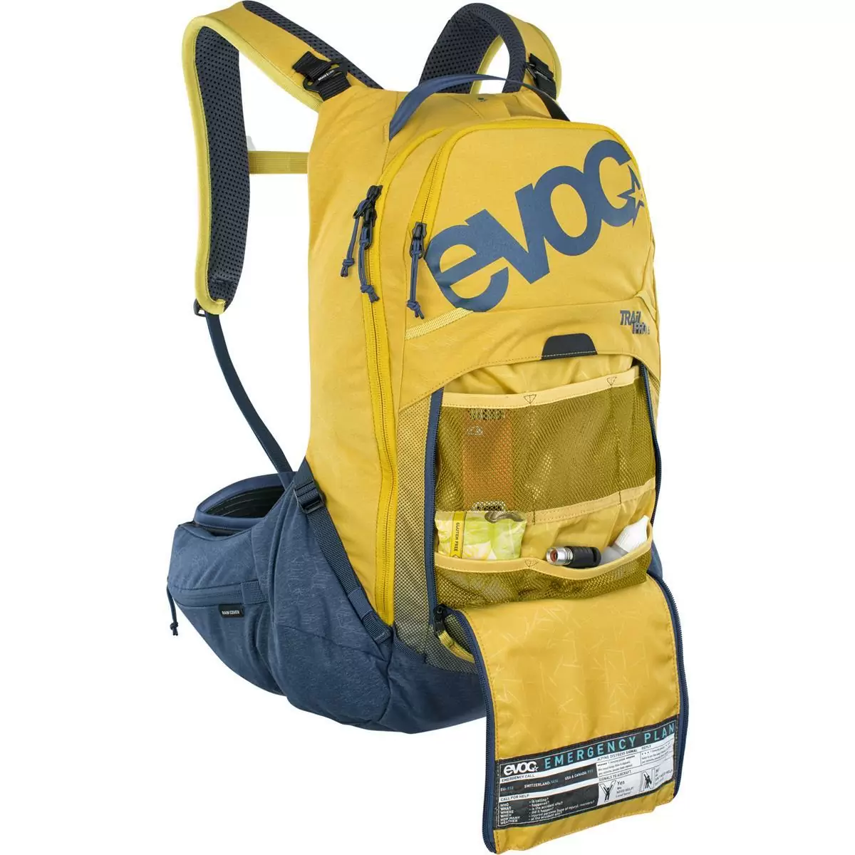 Trail Pro backpack 16 liters Curry – Denim with back protector size S/M #1