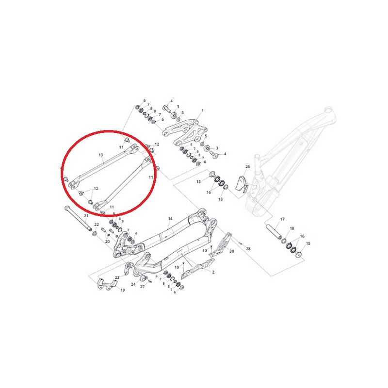 Weißer Schwingenstreben-Hinterrahmen für Integra XF1 140 Trail 2019 - XF1 150 2020