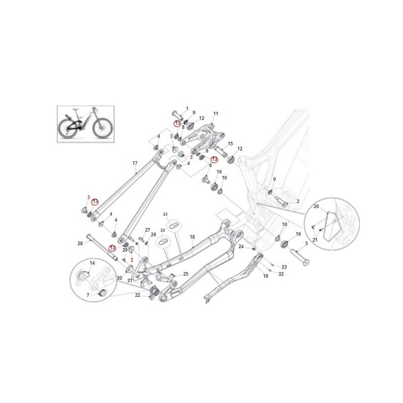 Kit 4 Cuscinetti Per Attacco Carro Al Leveraggio Per XTF 1.5 Carbon/XTF 1.5 Carbon Sport