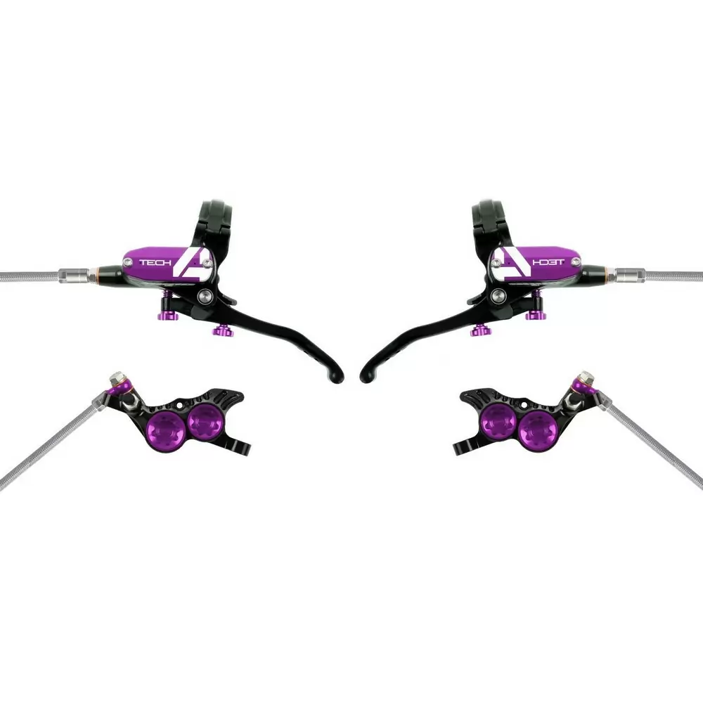 Pair of Tech 4 V4 4 Pistons Purple/Black Disc Brakes - image