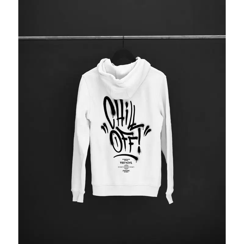 Felpa Hoodie CHILL OFF! Bianco Taglia S #1