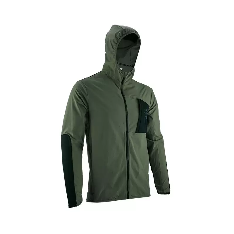 MTB Trail 1.0 Rain And Windproof Jacket Pine Black/Green Size XS - image