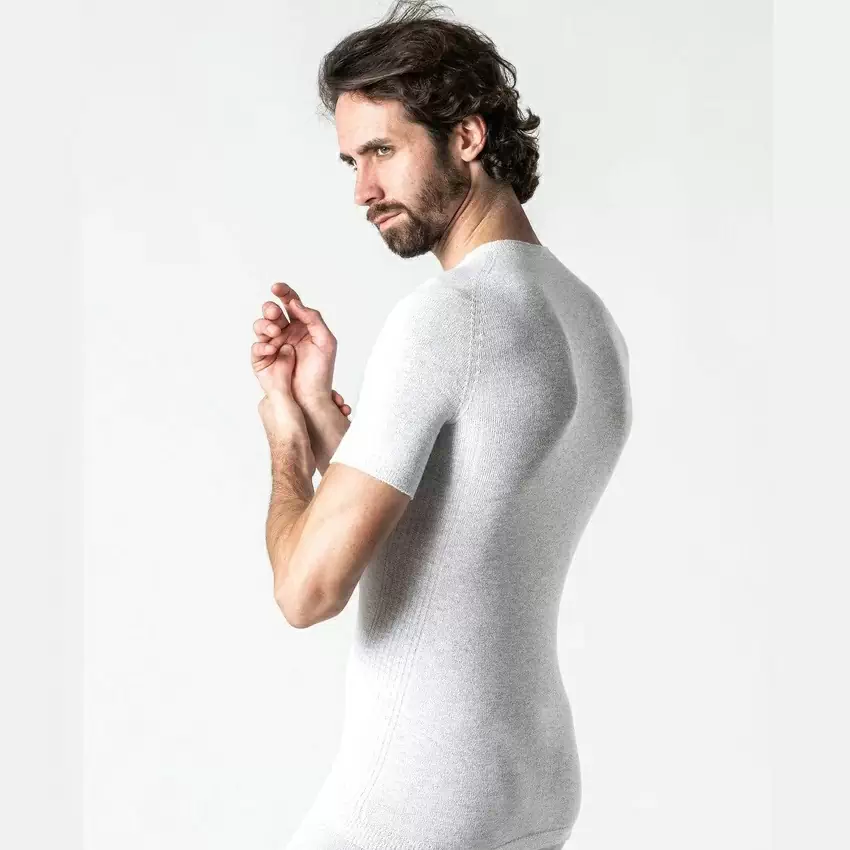 Stay Warm Round Neck Short Sleeve Thermal Shirt Grey Size XL/XXL #3