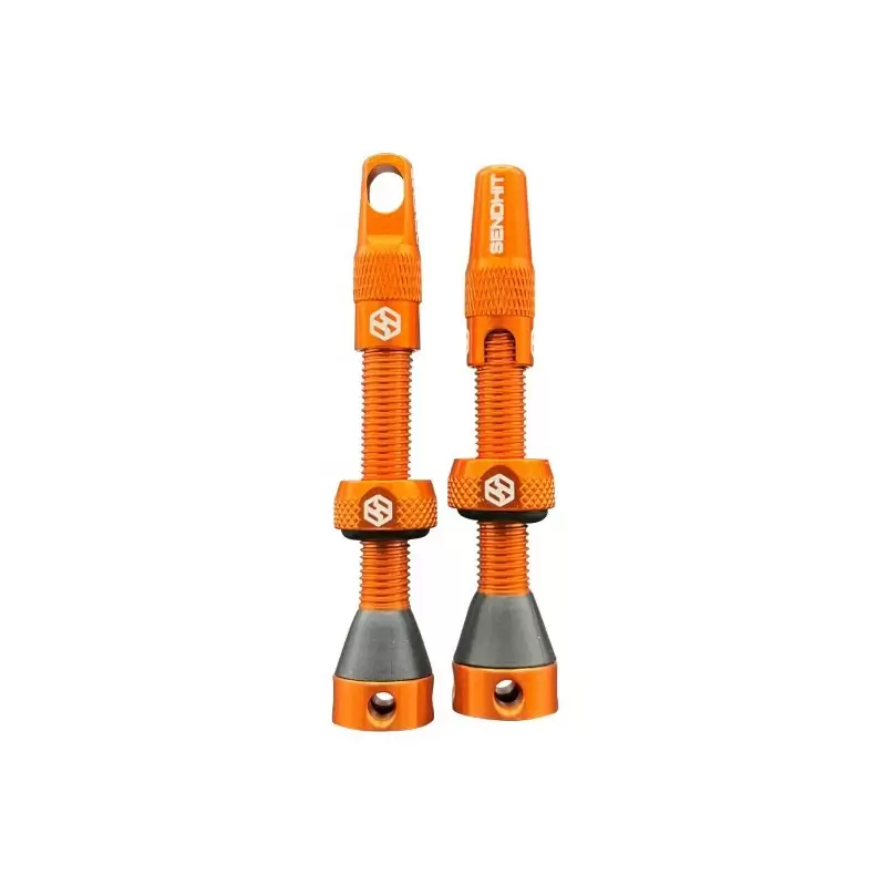 Pair of Tubeless 44mm Valves Compatible With Inserts Orange - image
