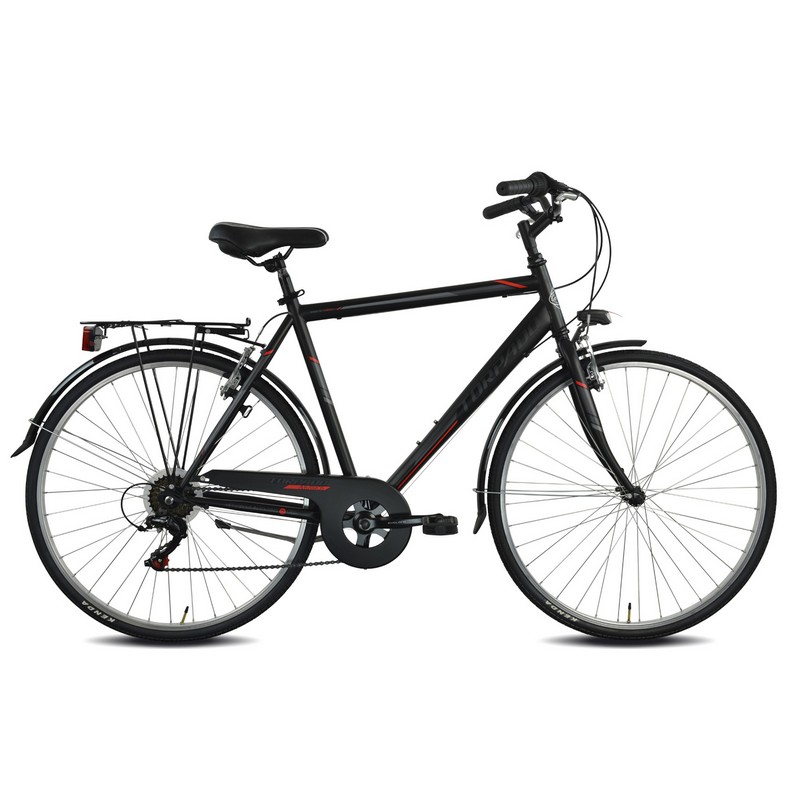 Albatros Vélo de Ville Homme T480 28'' Shimano 6v Noir/Rouge Taille L