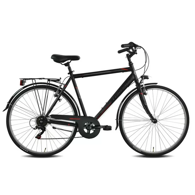 Bici City Albatros Uomo T480 28'' Shimano 6v Nero/Rosso Taglia XL - image