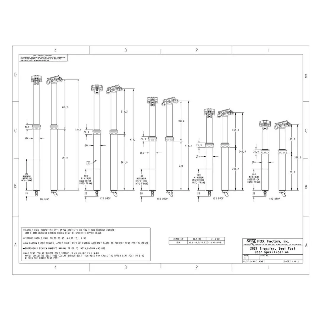 Reggisella telescopico Transfer Factory 30.9mm escursione 150mm cavo interno #4